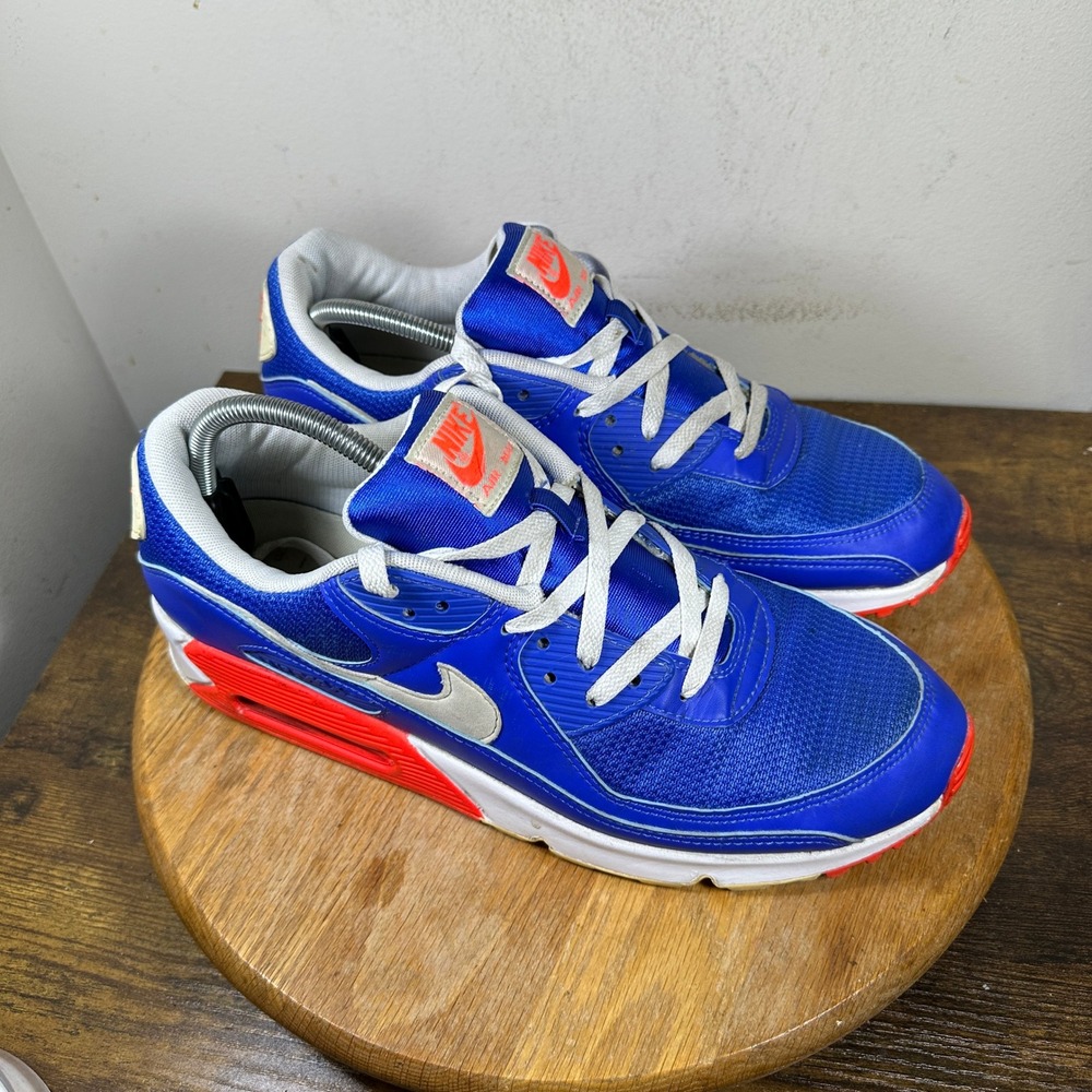 Nike Air Max 90 Mens Shoes Signal Blue Game Royal Chile Red DM8316-400 Size 12.5 - Picture 1 of 8